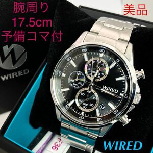 美品☆電池新品☆送料込☆セイコー SEIKO ワイアード WIRED クロノグラフ メンズ腕時計 ブラック VD57-KND0 AGAT424