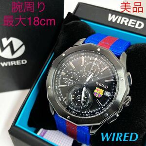 美品☆電池新品☆送料込☆セイコー SEIKO ワイアード WIRED クロノグラフ メンズ腕時計 FCバルセロナ公式ウオッチ VK67-K018 AGAW624