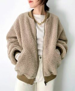 L'Appartement 【STAMMBAUM/シュタンバウム】Short Boa Bluzon ボア ファー コート ブルゾン deuxieme classeベージュ ジップアップ 