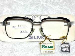 デッドストック SILMO ブロー 眼鏡 188 52 SPM サンプラチナ 黒 ブラック シルバー ビンテージ 未使用 サーモント フレーム 昭和 レトロ