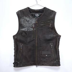 【送料無料】HARLEY-DAVIDSON(ハーレーダビッドソン)/レザーベスト/Fetter Lacing Leather Midweight Vest/97127-16VM/定価54,900円/XL