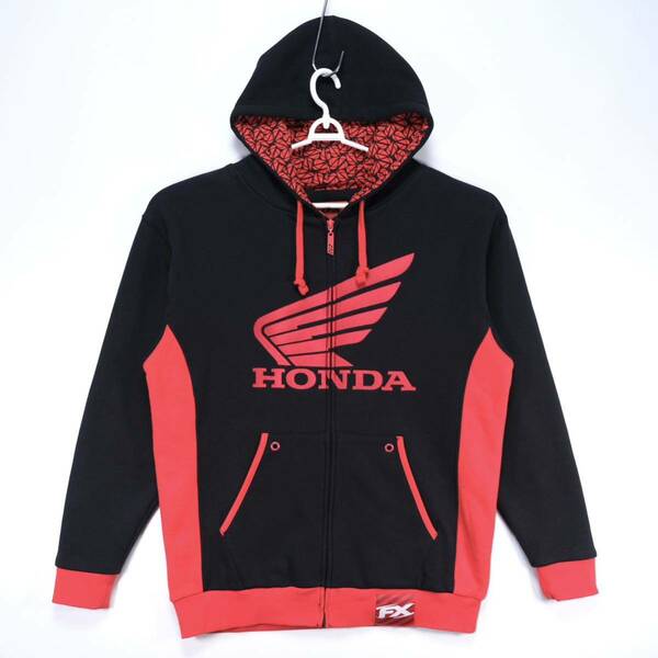 【送料無料】FACTORY EFFEX/ファクトリーFX/HONDA LIMIT ZIP-UP HOODIE/ホンダ ジップパーカー/P#15-8835/刺繍/ブラック×レッド/Lサイズ