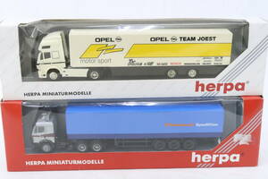 herpa MERCEDES BENZ OPEL TEAM JOEST メルセデスベンツ トレーラー 箱付 2台 1/87 西ドイツ製 イナコ