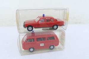 WIKING MERCEDES 240D VW Feuerwehr ワーゲン ベンツ 消防 箱付 2台 1/87 ニレ