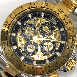 Jハリソン クロノグラフ 自動巻き オートマチック 腕時計 裏スケルトン メンズ 稼働品 付属品あり QR012-320