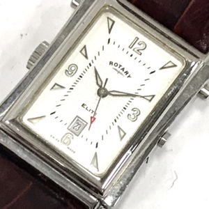 ロータリー エリート デイト クォーツ 腕時計 ホワイト文字盤 スクエアフェイス 未稼働品 ROTARY QR012-338