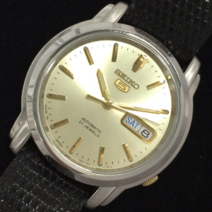 セイコー 自動巻き オートマチック 腕時計 7S26-03S0 ゴールドカラー文字盤 メンズ 社外ベルト ブランド小物 SEIKO