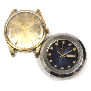 シチズン 腕時計 フェイス 4-650336 デイデイト 紺文字盤 SVカラー 自動巻き メンズ 他 手巻き 計2点 QR014-208