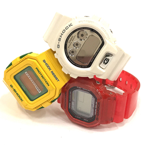 1円 カシオ 腕時計 G-SHOCK GL-200 デジタル タフソーラー メンズ レッド 他 DW-6900MR GLS-5500CC 計3点 A10282