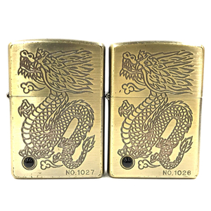 送料360円 1円 ジッポー オイルライター 太陰太極図 陰陽マーク 龍 No.1026 / No.1027 計2点 ZIPPO A10268 同梱NG