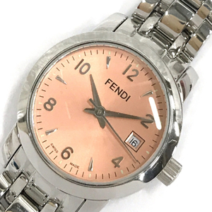 フェンディ デイト クォーツ 腕時計 レディース ピンク文字盤 未稼働品 付属品あり ファッション小物 FENDI