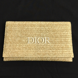 送料360円 美品 ディオール BEAUTE ポーチ ミニバッグ マグネット開閉 英字ロゴ刺繍 ラフィネ ベージュ DIOR 同梱NG