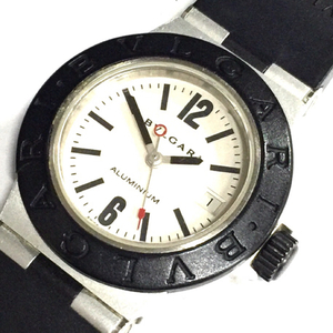 1円 ブルガリ 腕時計 アルミニウム AL 29 TA ラウンド デイト 3針 クォーツ レディース 純正ベルト BVLGARI