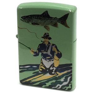 ジッポー オイルライター マス 魚 釣り 漆塗り サイズ約5.5×3.8cm グリーン 緑 喫煙具 ZIPPO QR014-302