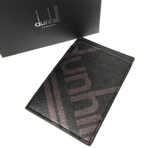 1円 ダンヒル カードケース カード入れ ロゴ ブランド小物 メンズ ブラック×ブラウン系 保存箱付き dunhill