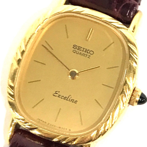 セイコー 腕時計 エクセリーヌ 2320-5990 オーバル型 裏蓋14K刻印 2針 クォーツ レディース ケース付き SEIKO