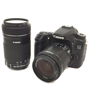 1円 CANON EOS 70D EF-S 18-55mm 1:3.5-5.6 IS STM 55-250mm 1:4-5.6 IS STM デジタル一眼レフ カメラ L171138
