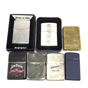 ジッポー オイルライター 現場監督 / 無地 / JIM BEAM / WPS / 英字ロゴ / スリムタイプ 含 喫煙具 計7点 ZIPPO