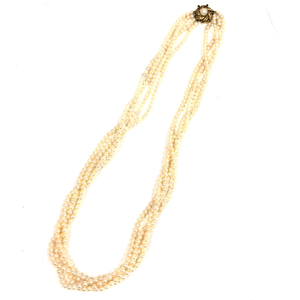 1円 4連 パール 真珠 ネックレス 金具 K14刻印 全長約53cm アクセサリー A10368