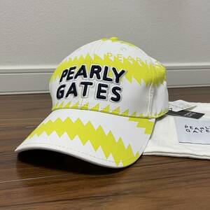【未使用タグ付】 PEARLY GATES キャップ 白 黄色 ゴルフキャップ パーリーゲイツ 男女 ゴルフ帽子