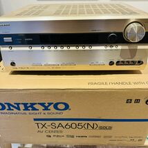 【1122】ONKYO オンキョー AVアンプ TX-SA605 サラウンドアンプ オーディオ機器 シルバー 通電確認　1円_画像1