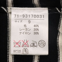 INED/イネド レディース 七分袖 ニット トップス ボーダー柄 ミディ丈 ウール混 バイカラー M相当 9 黒 白 [大感謝祭]★41HE97_画像6