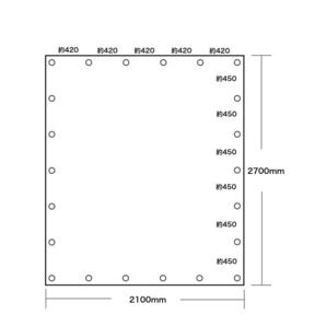 バンジーコード 10本付 トラックシート グレー 2号 2.1ｍ×2.7ｍ ダブルキャブ エステル帆布 荷台カバー ◆本州四国九州送料無料！ ◆の画像4