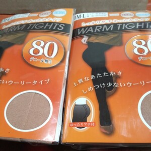 タイツ しっかり厚手タイツ ８０デニール相当 サイズ： JM〜L 遠赤外線 抗菌防臭　2足セット