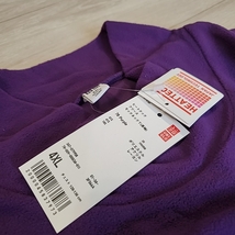 2142 UNIQLO ユニクロ 4XL HEATTECH ヒートテック フリース モックネック Tシャツ 長袖 メンズ 紫 パープル トップス _画像3