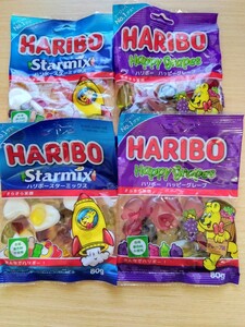 HARIBO　ハリボー　グミ◆スターミックス　ハッピーグレープ　80g　4袋　セット　おやつ　お菓子 　ゴールドベア