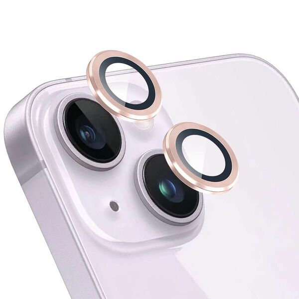 iPhone 14/iPhone 14 Plusカメラフィルム アルミ合金製＋9H硬度ガラス レンズフィルム 2枚入り