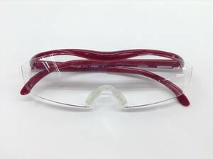 Hazuk ルーペ 1.6倍 赤/ルビー色 ラメ メガネ型 眼鏡 ルーペ 拡大鏡 クリアレンズ 日本製 ハズキ（0.R-2）A-24 SS