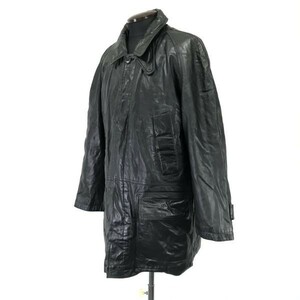 アルティジャーノ/ARTIGIANO☆本革/ステンカラー/レザーコート【メンズL/黒/black】キルティング裏地/Coat/Jumper◇cBH416