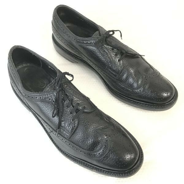 vintage☆フローシャイム/FLORSHEIM/Imperial Quality☆Kenmoor/ロングウイングチップ【12E/29.5-30.0/黒/BLACK】青窓/dress shoes◇bJ-68