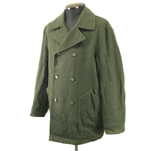 日本製/vintage☆シップス/SHIPS☆ショート丈/ウール ピーコート【3/メンズL/モスグリーン/moss green】チファーCO製/Jumpers◇mBH348