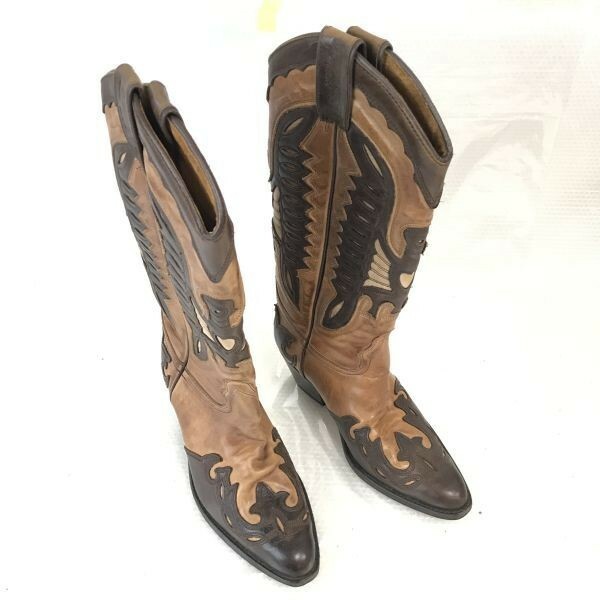 スペイン製☆JOE SANCHEZ/ジョーサンチェス☆職人ハンドメイド/ペコスブーツ【35/22.0-22.5/茶/brown】ウエスタン/cowboy boots◇cWB101-4