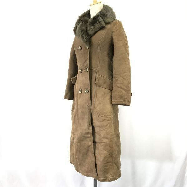 スペイン製☆東欧商会☆羊革/リアルムートンコート【42/レディースM/茶/brown】ロング丈/裏ボア/shearling Coat◇cBH440