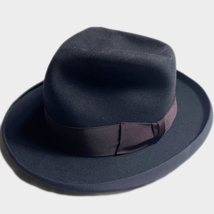 デッド! 40's STETSON 59CM ROYAL DELUXE HOMBURG ロイヤルデラックス ホンブルグ ステットソン デッド NOS VINTAGE HAT ヴィンテージ NAVY