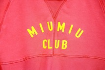 中古 MIU MIU ミュウミュウ 後染め コットン フリース MIUMIUCLUB クロップドトップ レディース レッド サイズXS_画像2