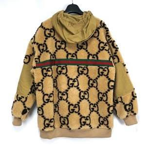 定価49万 中古 GUCCI グッチMAXI GG WOOL JERSEY JACKET マキシGG ウールジャージー ジャケット ボア ベージュ Mサイズの画像5