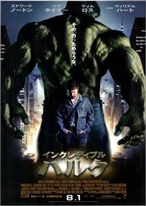 映画 チラシ　インクレディブル ハルク　エドワード・ノートン　リヴ・タイラー　ティム・ロス　ウィリアム・ハート　The Incredible Hulk