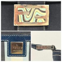 １円～ FENDI / フェンディ デニム マーブル金具 マンマバケット ショルダーバッグ ハンドバッグ_画像10