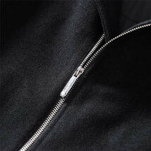 D9528-L 新品 ウール混 コート メンズ フード付きコート スリム 高品質 厚手 防寒 カジュアル ロングコート ジャケット/ブラック_画像8