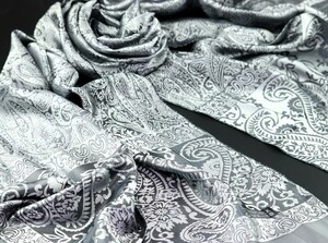 blakafee #BF-5162 極上 シルク 大判 ストール 【グレー系/Big paisley】* High Quality Silk Collection*