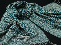 blakafee #BF-0326 極上 パシュミナ 大判 ストール【グリーン/ベージュ系/Leopard_豹】High Quality Pashmina Collection_画像1