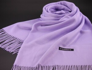 blakafee #AC-M118 極上 カシミア【ラベンダー/無地】大判 マフラー/ストール ＃High Quality Cashmere Collection＃