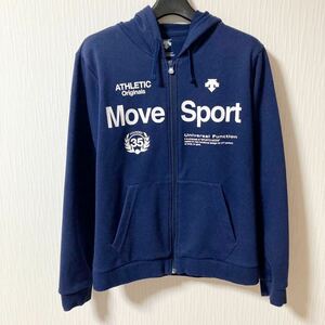 DESCENTE デサント MOVE SPORT ムーブスポーツ スウェットパーカー ジップアップパーカー Lサイズ ネイビー レディース