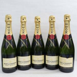 【5本セット】MOET＆CHANDON（モエエシャンドン）ブリュット 12％ 750ml ※ラベル破れ、キャップフィルムキズ有 G23L130038