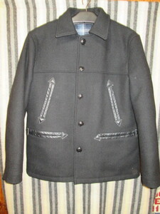  old clothes!BEN DAVIS* Ben tei screw (XL size ) cow leather using military jacket wool coat heavy weight to thick pea coat 