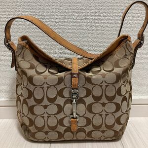 COACH コーチ レディース ハンドバッグ ミニトートバッグ パーティーバッグ 総柄 シグネチャー ベージュ ヌメ革 レザー ナイロン ブランド